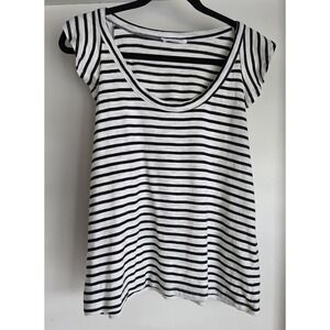 Talulah Women's T-Shirt S Short Sleeve Black White Striped Cotton Blend